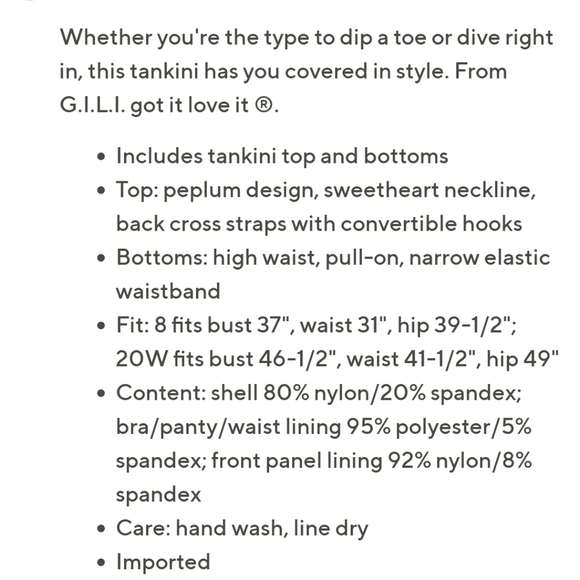 G.I.L.I. Floral Peplum Tankini High Waisted Bottoms Swimsuit Set - Picture 14 of 16